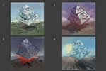 Stone Face Pyramid color comps, designed for UnityFive's personal project